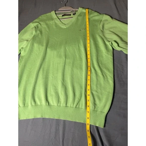 Greg Norman Med Pull Over Golf Sweater Long Sleeve V Neck light green XL - Picture 6 of 11